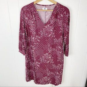 Old Navy Burgundy White Floral Shift Dress